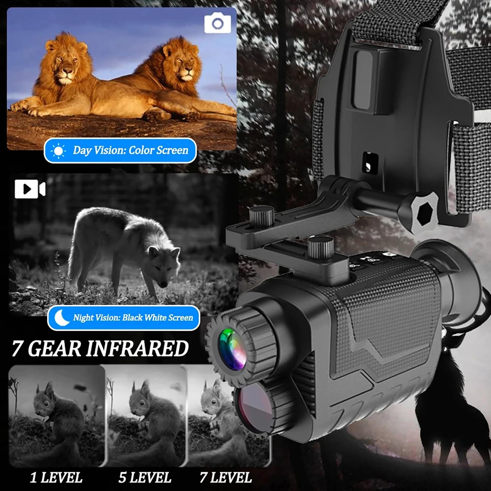 Amazon.co.jp: SUZLAZYR 4K HD 暗視ゴーグル、充電式ヘッドマウント暗